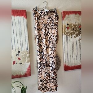 Sage the Label Floral Patterned Strapless Maxi in Black and Tan